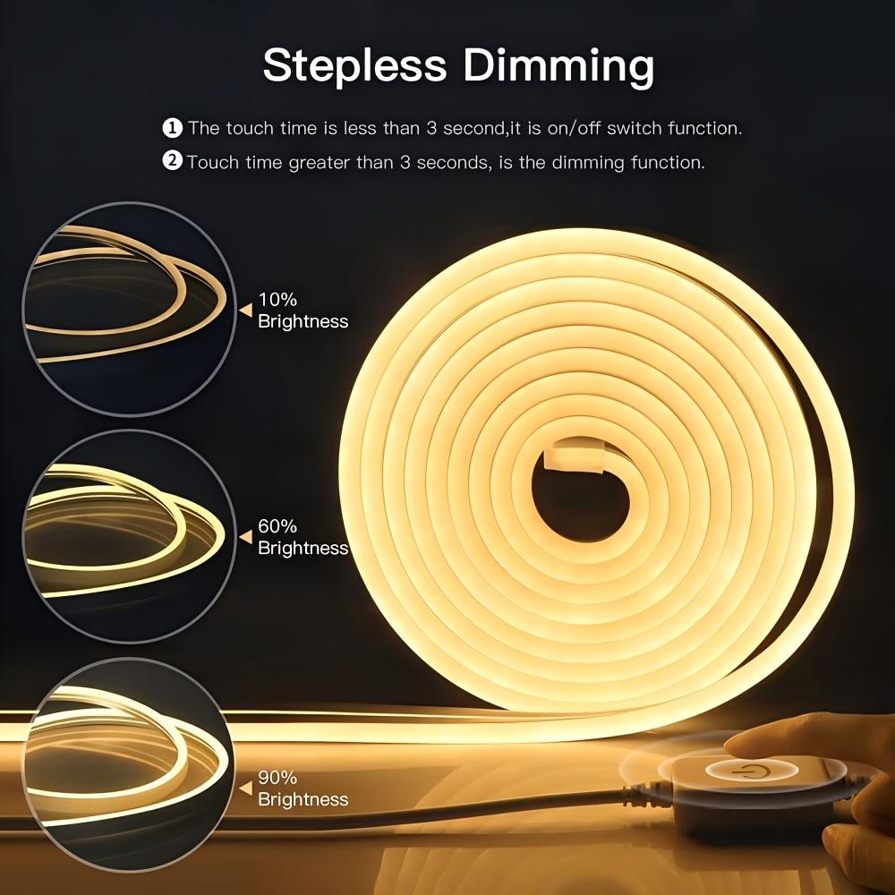 5V LED Neon Strip Lights USB with Touch Dimmer Waterproof Flexible Silicone Tape LED Lights for Home TV Backlight Decor Lighting