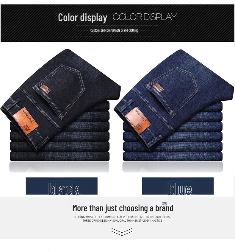 Men's Slim Straight Stretch Jeans - Thick, All-Season Casual Pants