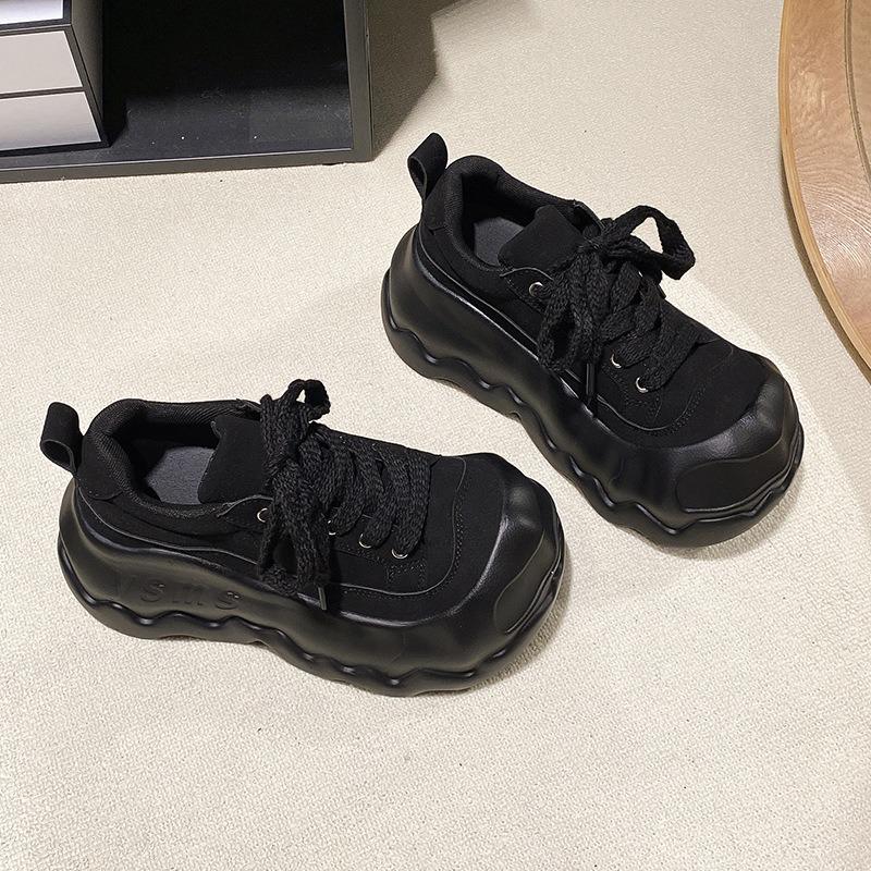 Daddy Shoes Women's Autumn and Winter New Maillard Retro Lace-up Casual Sports Shoes Platform Heightening Board Shoes