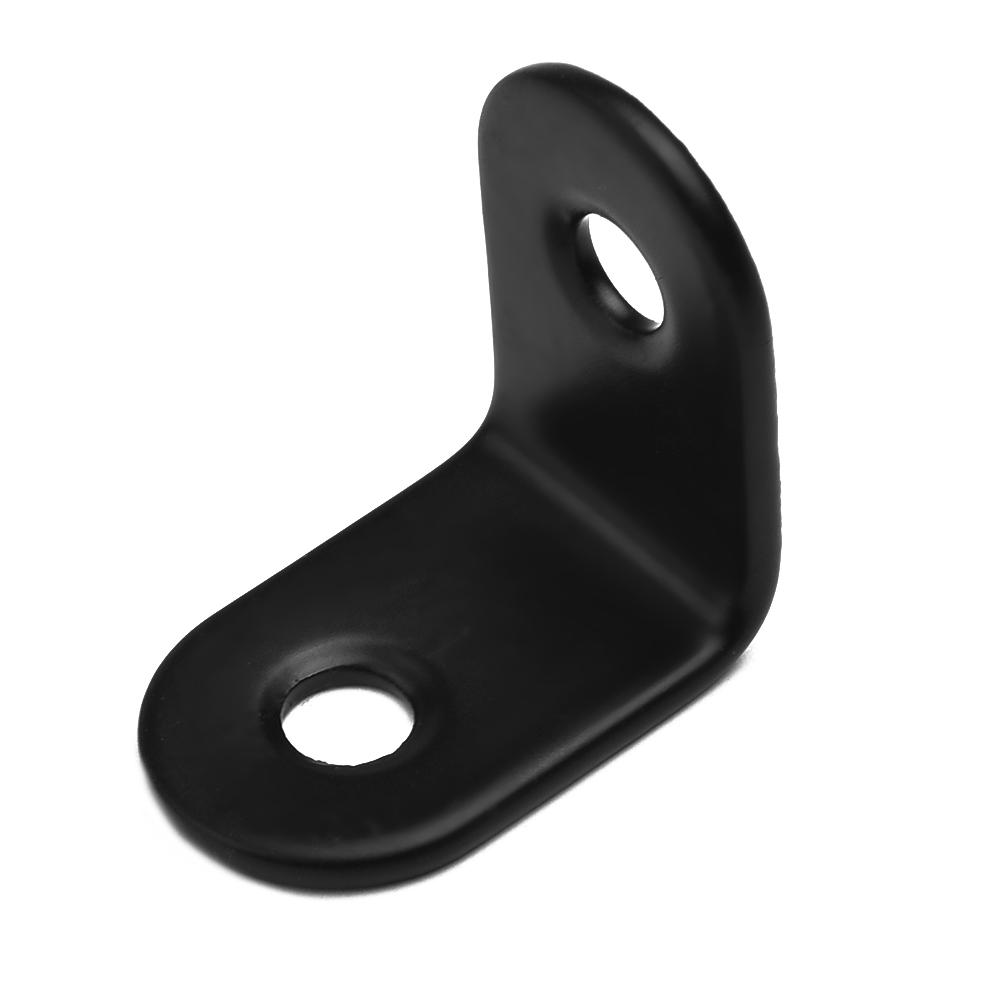 10pcs/Set Right Angle Black L-Shaped Brackets W/ Screws Support Corner Braces Stainless Steel Furniture Hardware