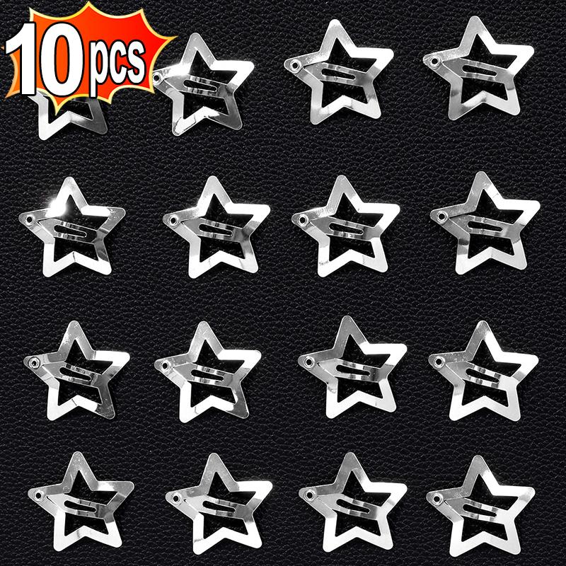 2/30pcs Silver Star Hairpins for Women Stars Filigree Metal Snap Hair Clips Girls Side Hair Grip Y2K Barrettes Hair Accessories