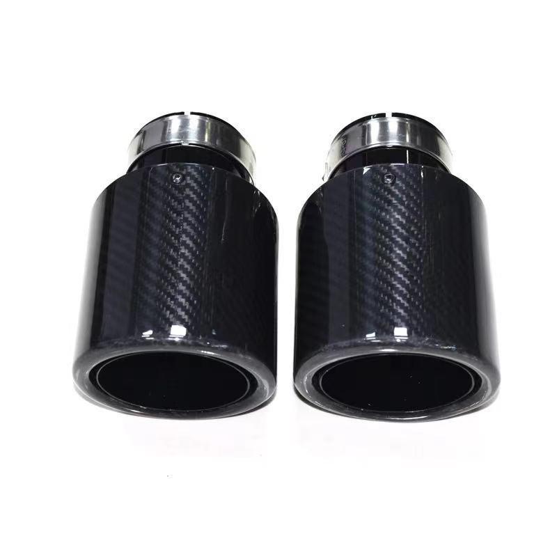 BMW Universal Gloss Black 304 Stainless Steel Carbon Fiber Muffler Tailpipe - Tailpipe Modification