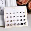 12Pairs/Set Colored Zircon Crystal Stud Earrings For Women Minimalist Geometric Imitation Pearl Round Bead Earring Trend Jewelry