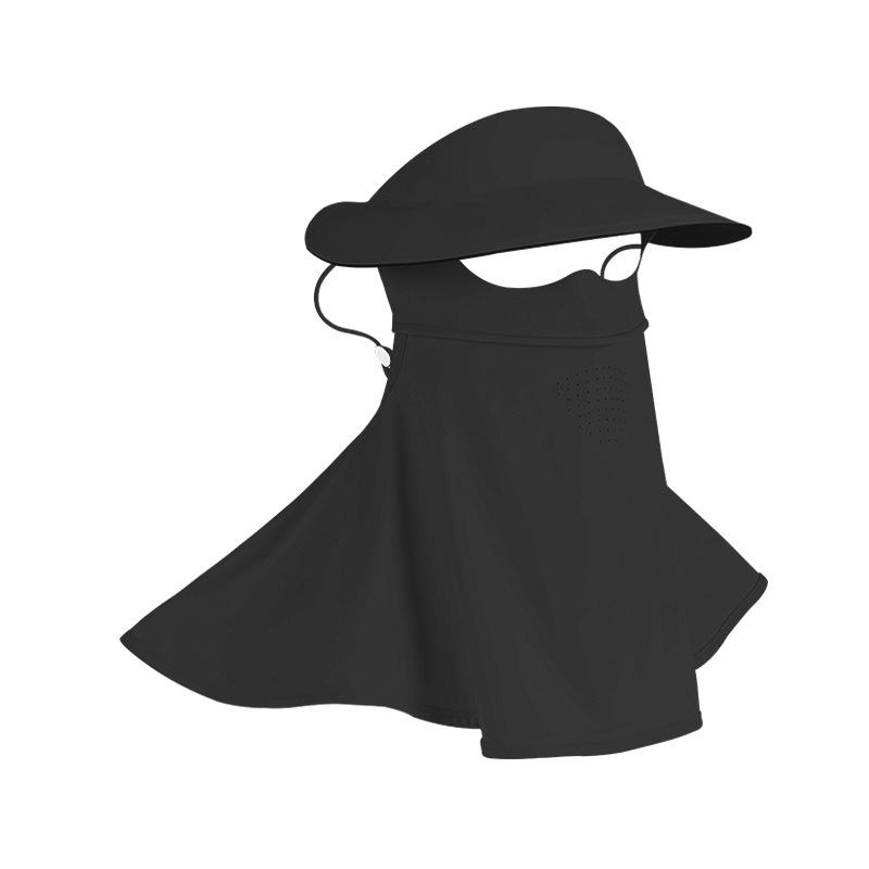

Women Summer Ice Silk Full Face Sun Protection Hat Black Coating Visor UV Protection Balaclava Sun Hat чорний