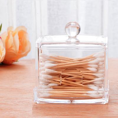 Tampoane din bumbac acrilic Cutie suport pentru depozitare Bumbac transparent portabil pentru machiaj