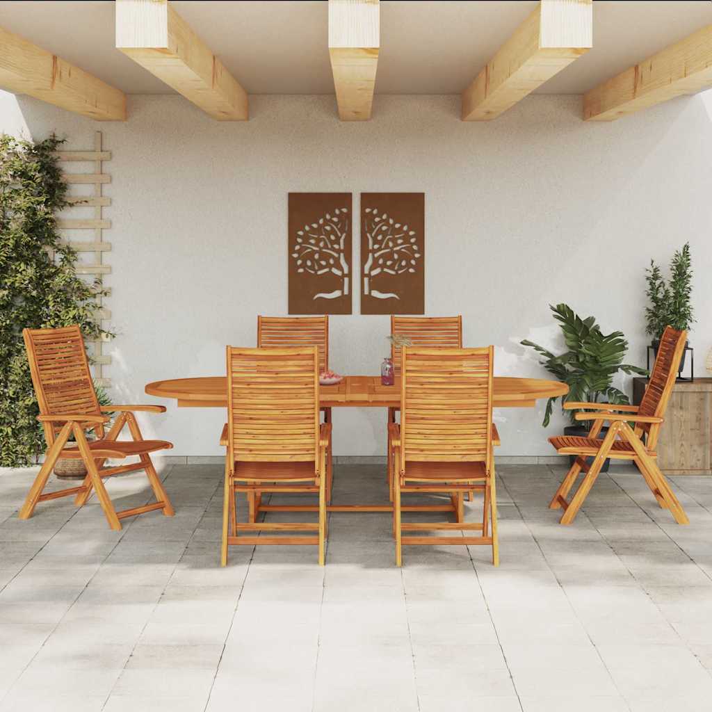 Garden Dining Set 7 pcs Brown Solid Acacia Wood