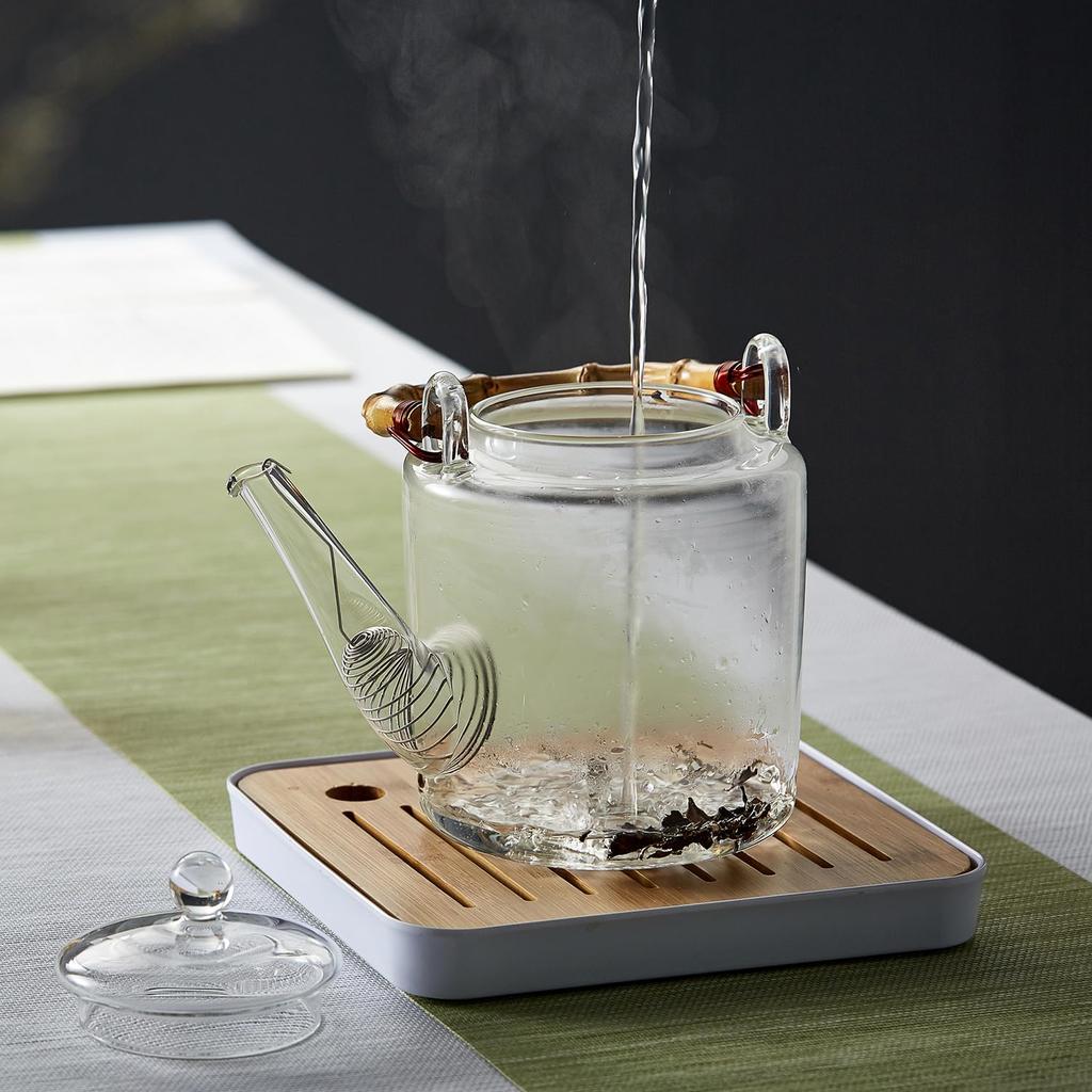 Pokaro Tea Wild Heat-Resistant Glass Teapot, 1350ml Capacity, Suitable for Direct Heat and Gas Ranges