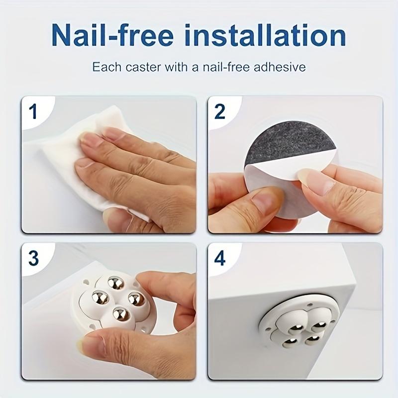 4Pcs Furniture Casters Wheels Heavy Duty Universal Wheel 360° Rotation Stainless Steel Strong Self Adhesive Casters Wheels