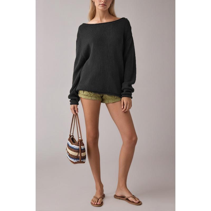 PEYWOW Women's Fashion Casual O-Neck Long Sleeve Autumn Winter Loose Sweaters