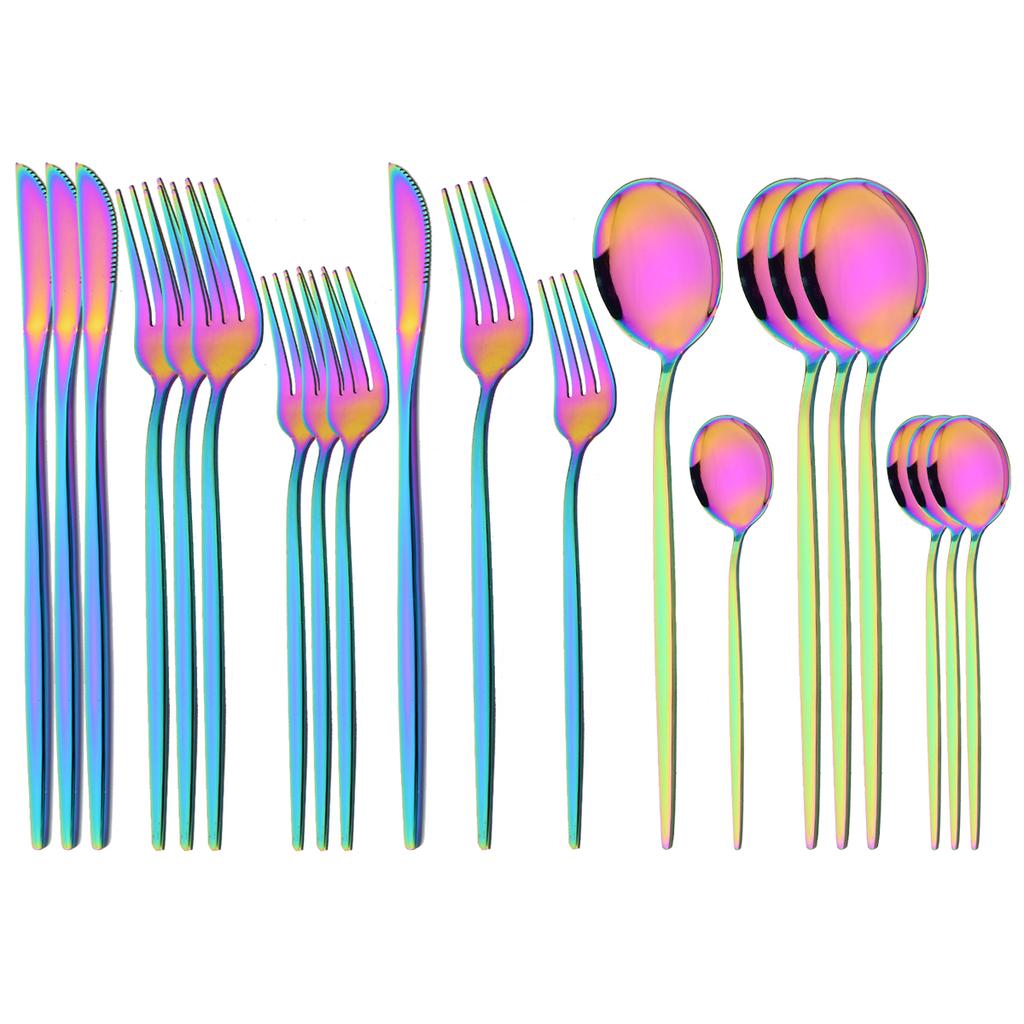 20 sztuk zachodnie czarne srebrne sztućce zestaw nóż widelec deserowy łyżeczka do herbaty zastawa stołowa ze stali nierdzewnej zestaw Party zestaw kuchenny