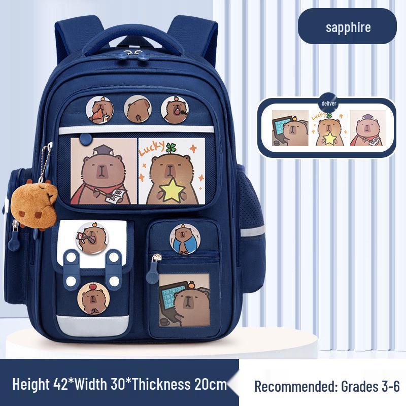 Kids' Lightweight Backpack with Spine Protection for Grades 1-6, Large Capacity, Ideal for Boys and Girls