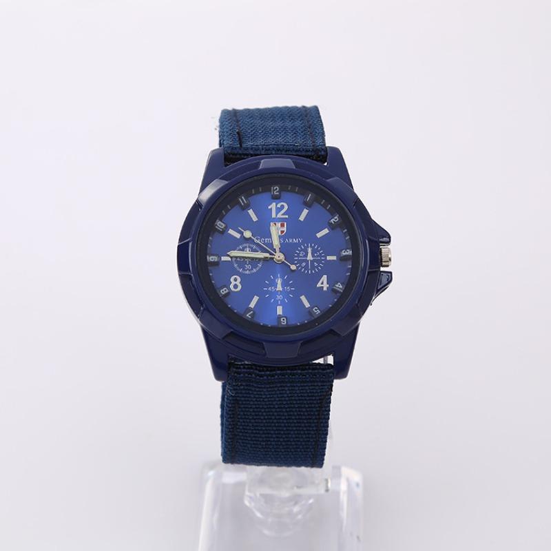 Fashion Woven Nylon Strap Military Watch Sports Trend Men s Quartz Watch синий