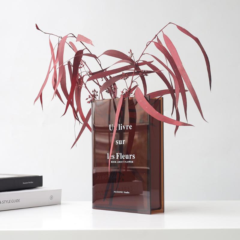 Modern Creative Flower Vase Hydroponic Container Clear Acrylic Decorative Flower Arrangement Bottle Desktop Vase Home Ornament