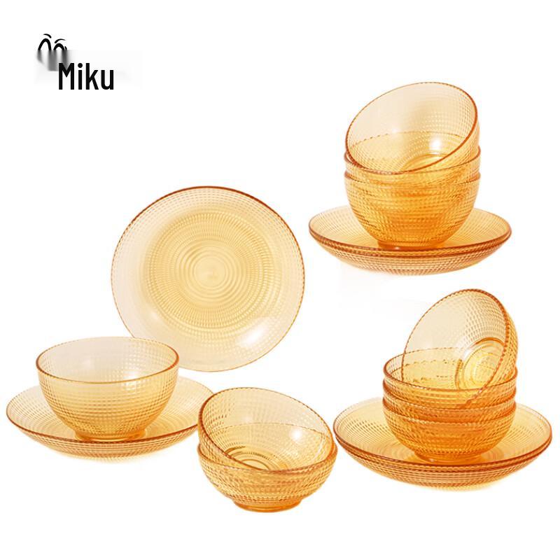 MiCool Turkish Polka Dot 16-Piece Amber Glassware Set