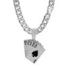 European & American Hip-Hop Cuban Chain Poker Card Pendant Men's Necklace