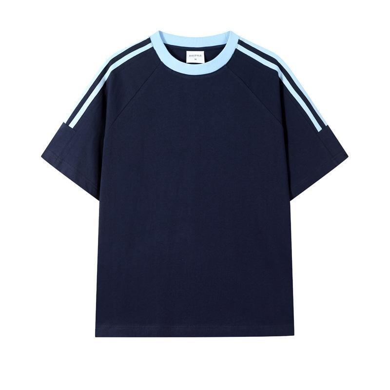 Sommerreines Baumwoll-Kurzarm-T-Shirt, Lockeres T-Shirt im Hongkong-Stil, Reines Baumwoll-Halbarm-Herren-Reines Baumwoll-Kurzarm-T-Shirt