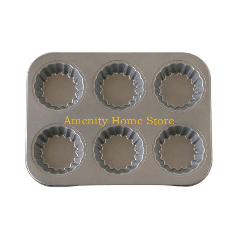 F26C Pastry Egg Tart Mold Muffin Bakeware Cupcake Pan Carbon Steel Gift