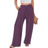 Zomer Katoenen Linnen Wijde Pijpen Broek Vrouwen Losse Palazzo Broek Zak Elastische Taille Knoop Casual Broek