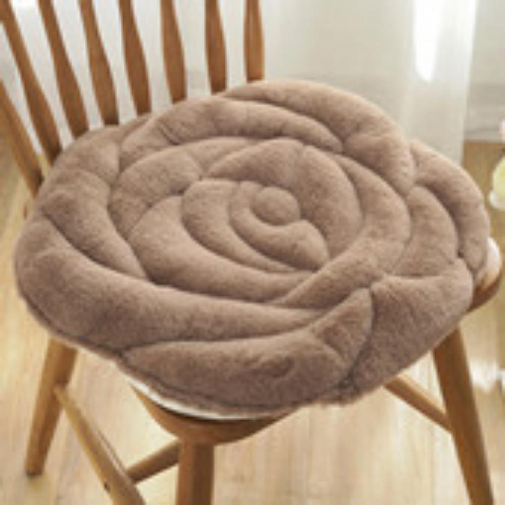 Winter Fluffy Rose Quilted Chair Cushion Thickened Office Home Dining Seat Pad Tatami Floor Mat