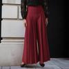 European and American fashion solid color high waist fold waist thin design waist culottes cover meat modified leg wide leg pants