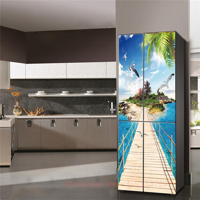 Autocolant 3D pentru frigider Capac uși Dulap de vin roșu Film autoadeziv Ușă Vinil Capac frigider Autocolante Tapet Decalcomanii Artă PVC