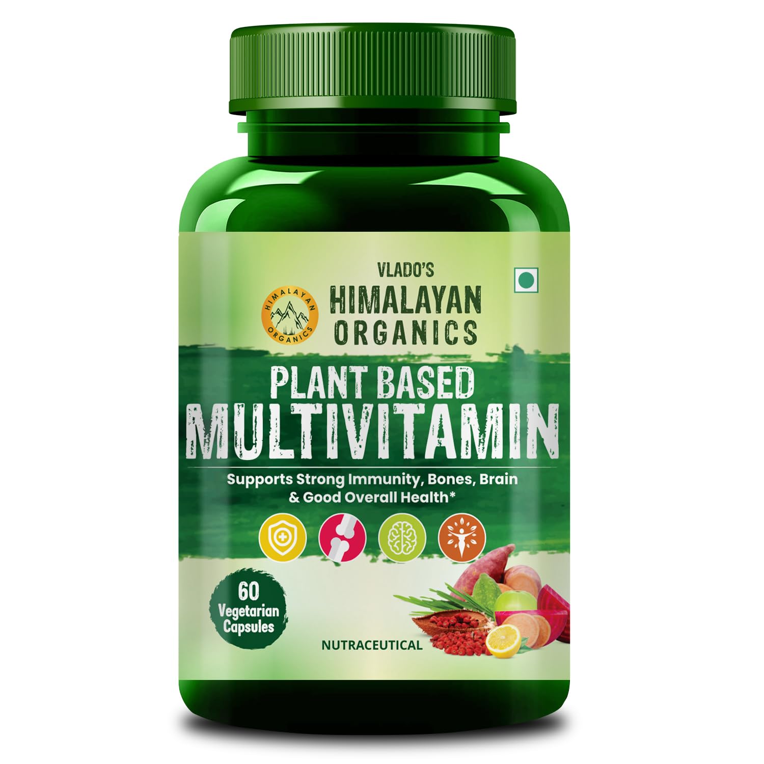 

Vlado s Himalayan Organics Рослинні Мультивітамінні Капсули Цільнозернові Щоденне Харчування Добавка для Підтримки Енергії 60 Веганських Капсул