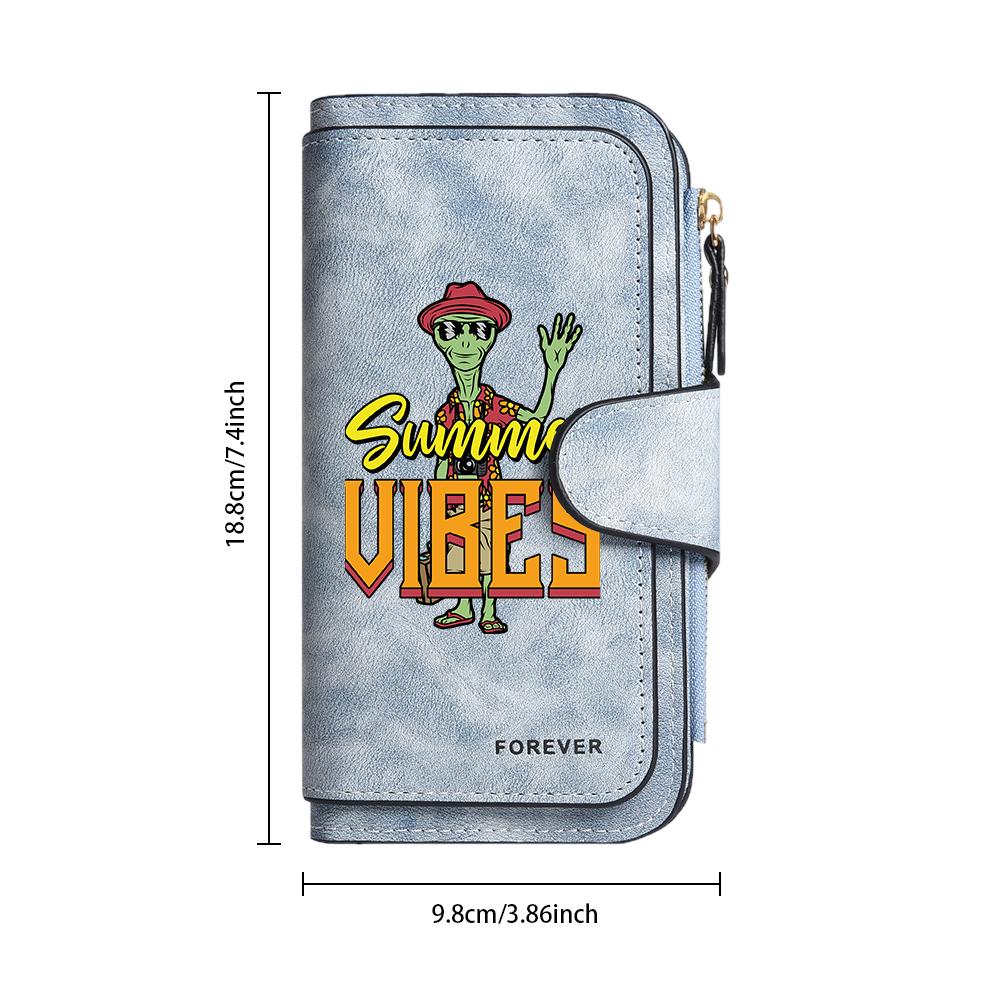 Summer Vibes Alien Pattern Leisure Multi Slots Daily Fashion Wallet