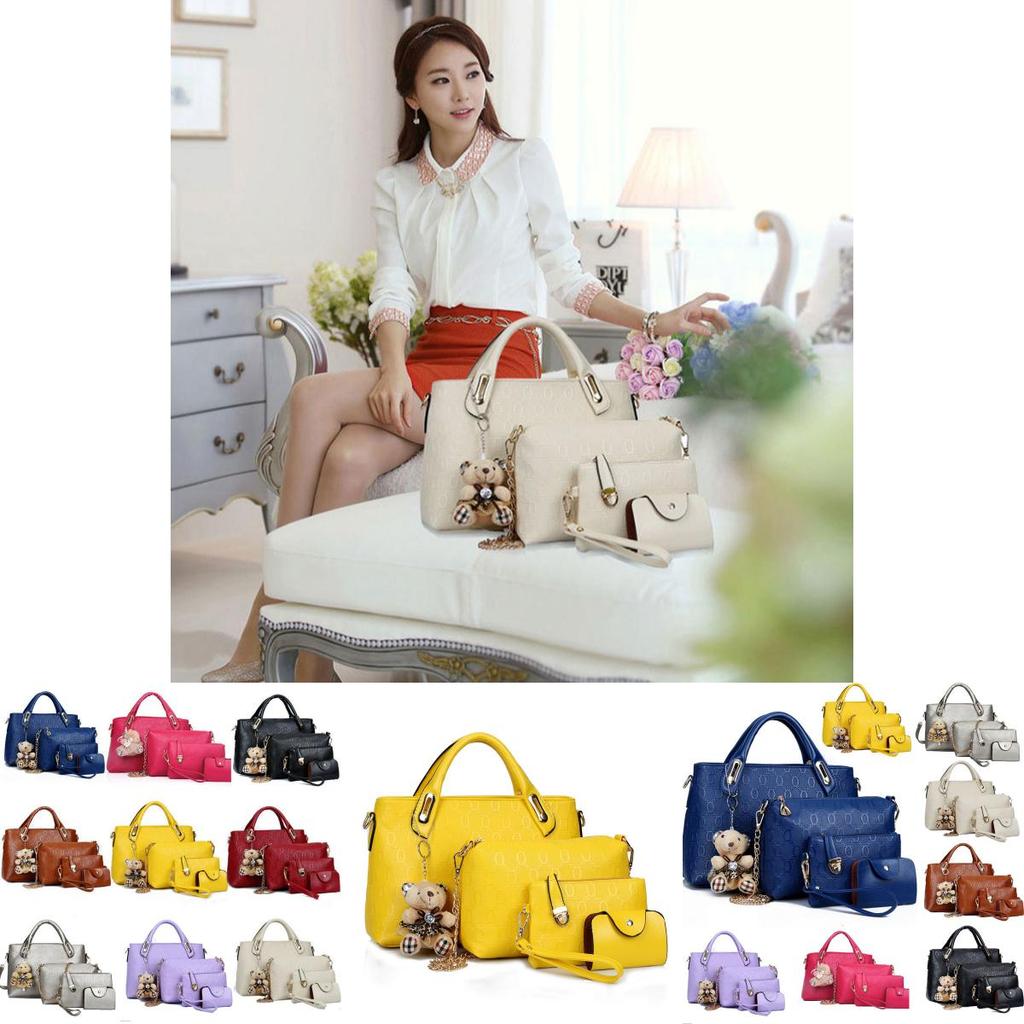 Stylish Pure Color Women Pu Leather Shoulder Bag Handbag Satchel Clutch Coin Purse