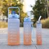 Set di Bicchieri d'Acqua in Plastica a Gradiente di Grande Capacità - Elegante Design a Pancia Larga con Cannuccia