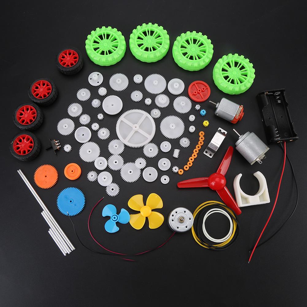 Toy Car DIY Accessories Motors Worms Belts Bushings Pulleys Wheels Gears Assortment