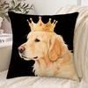 1pc Pillowcase, Golden Retriever Mastiff Wearing Crown Print, 2D Flat Printing, Single-Sided Print (No Pillow Insert), 17.72 X 17.72 Inches (45 X 45 C