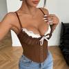 Cross-Border Sexy See-through Mesh Patchwork Lace Chest Cotton Sexy Fishbone Sling Fancy Inner Wear Blouse