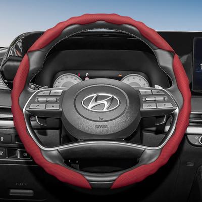Geschikt voor Hyundai Stuurwielhoes met Golvend Sportdesign, Ademend Leer, Gesegmenteerde Antislip, Zweetabsorberende Beschermhoes voor I30