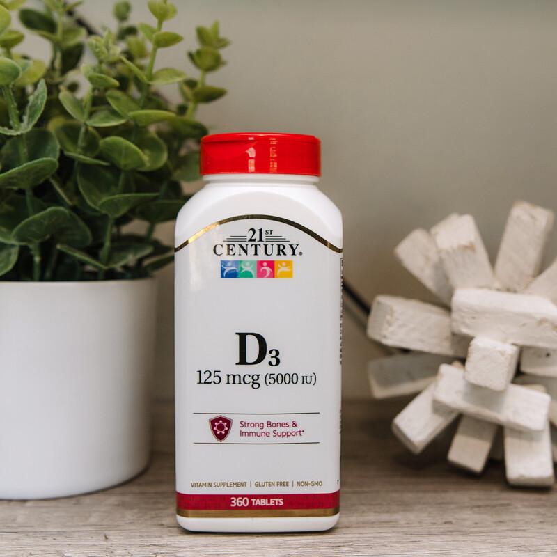 Vitamin D3, 125 Mcg (5,000 IU), 360 Tablets