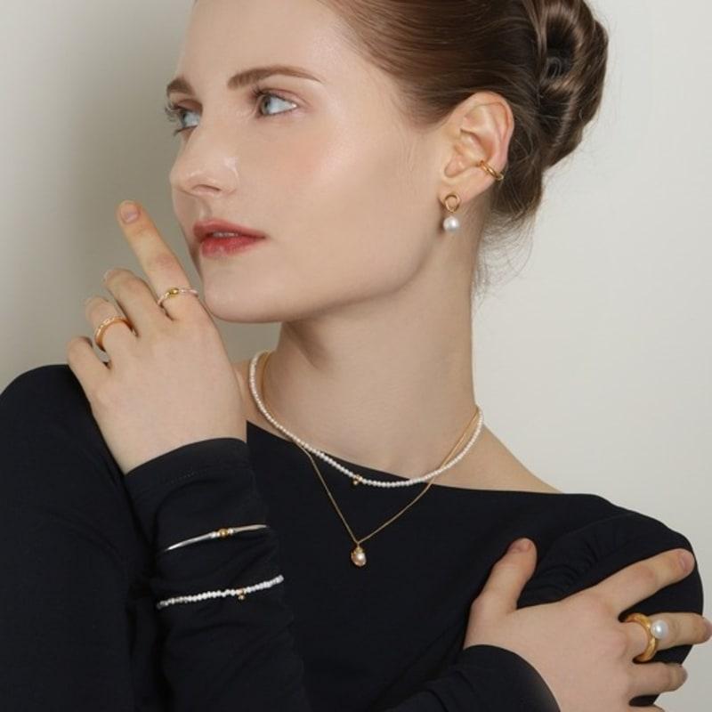 Ozel Silver925 Fresh Water Pearl Gold Point Bracelet PS164B