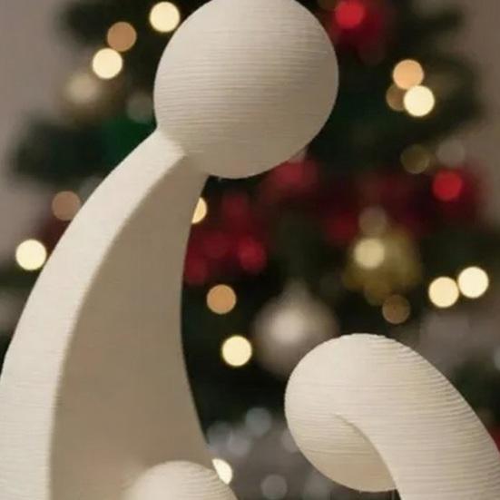 Family of 3 Figurine 3D Printed Parents And Kids Statue Modern Sculpture for Living Room Bedroom Shelf TV Stand Decor