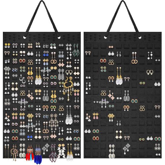 2 Pcs Hanging Earring Holder Organizer, Soft Felt Earring Organizer, Large Earring Holder, Holds Up To 600 Pairs, Wall Mount Earring Storage for
