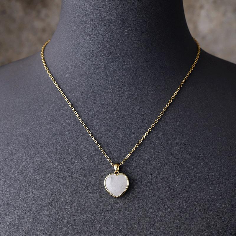 Luxury High Quality European, American, Japanese and Korean Popular Jewelry Natural Stone Love French Lazy Wind Plated 18K Gold Chain Pendant Necklace
