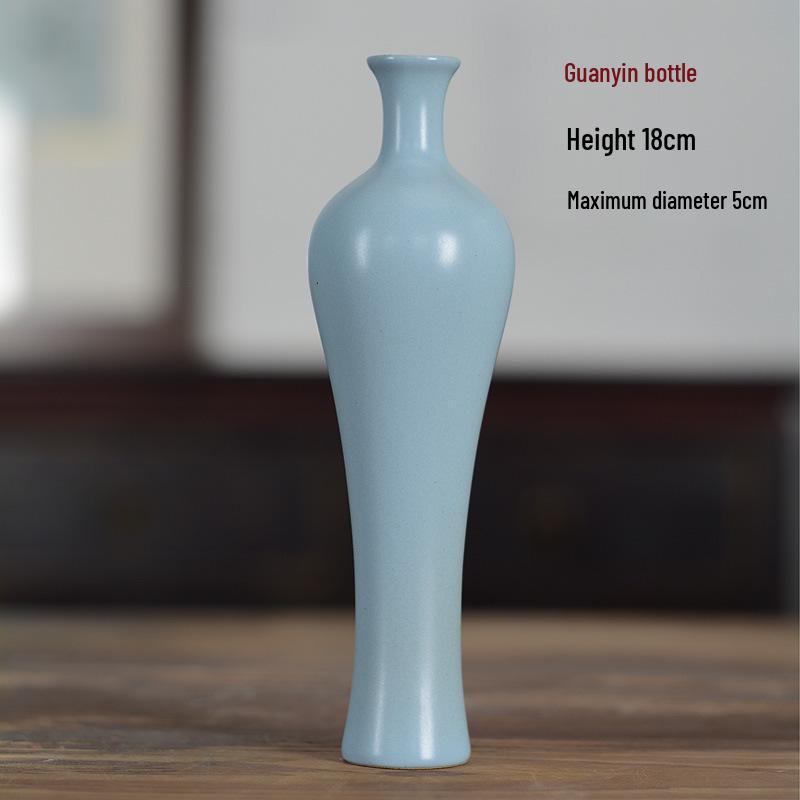 Vaso Ceramica Blu Zen - Mini Composizione Floreale, Ornamento per Soggiorno, Portafiori Secchi, Decorazione Floreale Arte Cerimonia del Tè Giapponese.
