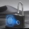 1 Set Waterproof Door Lock Keyless Usb Charging Fingerprint Lock Smart Padlock 0.5Sec Unlock Portable Anti-Theft Padlock