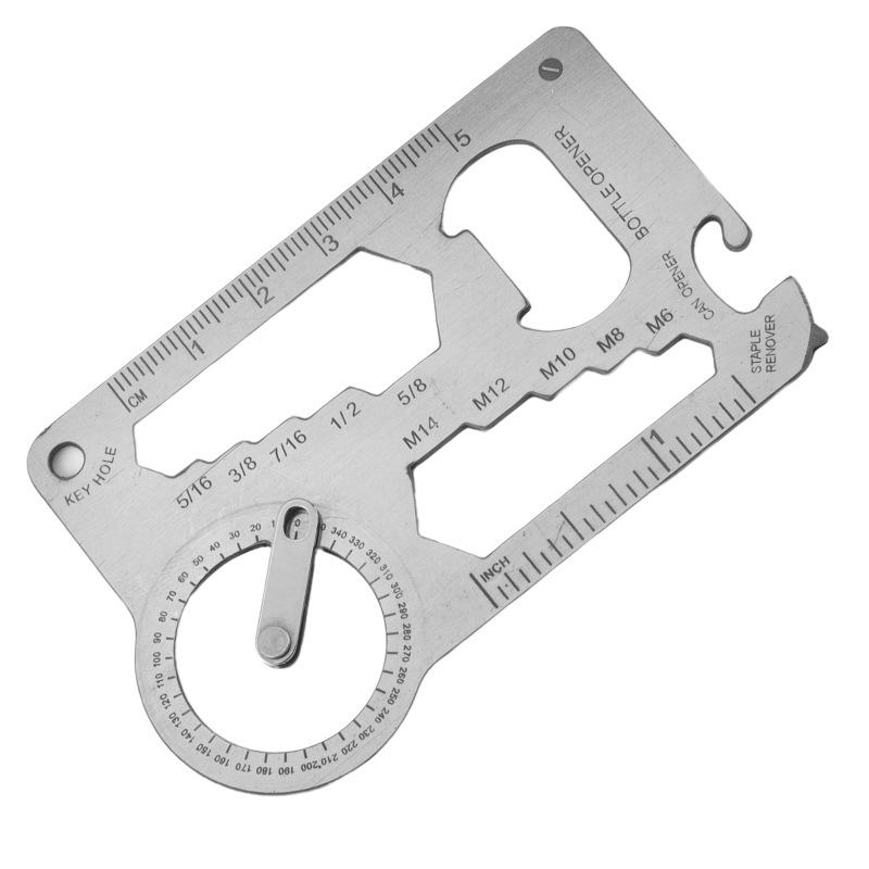 Outdoor Survival Multifunction Tool Card: Protractor, Ruler, Knife & Universal Opener
