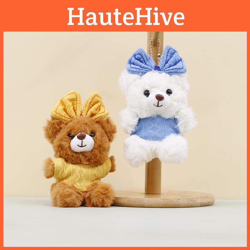 Wear Sweater Bowknot Bear Plush Keychain Stuffed Toy Animal Doll Kids Gifts