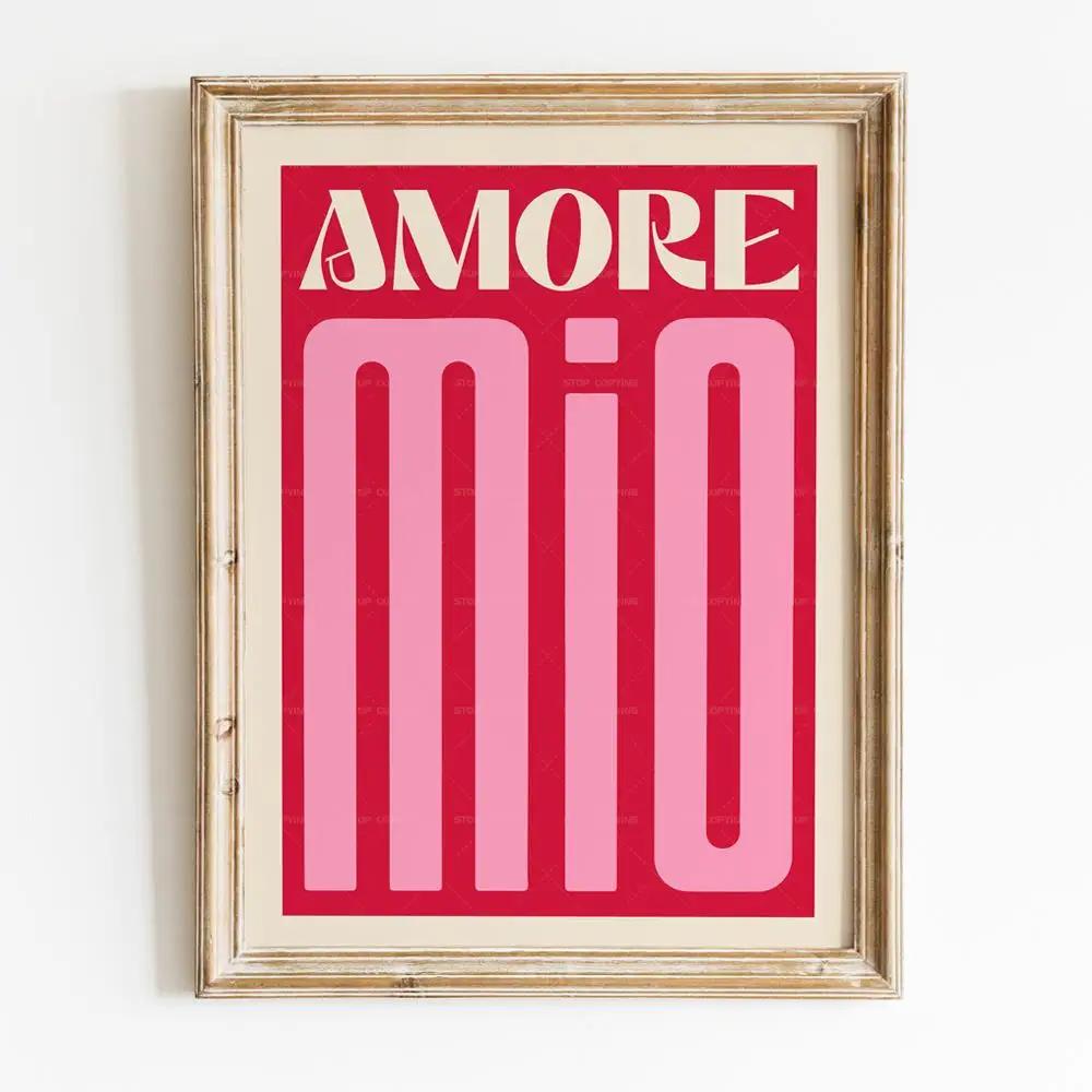 Poster Moderno con Stampa Colorata Amore Mio Arte da Parete Pittura su Tela Amore Per Soggiorno Decorazione Casa Idea Regalo San Valentino