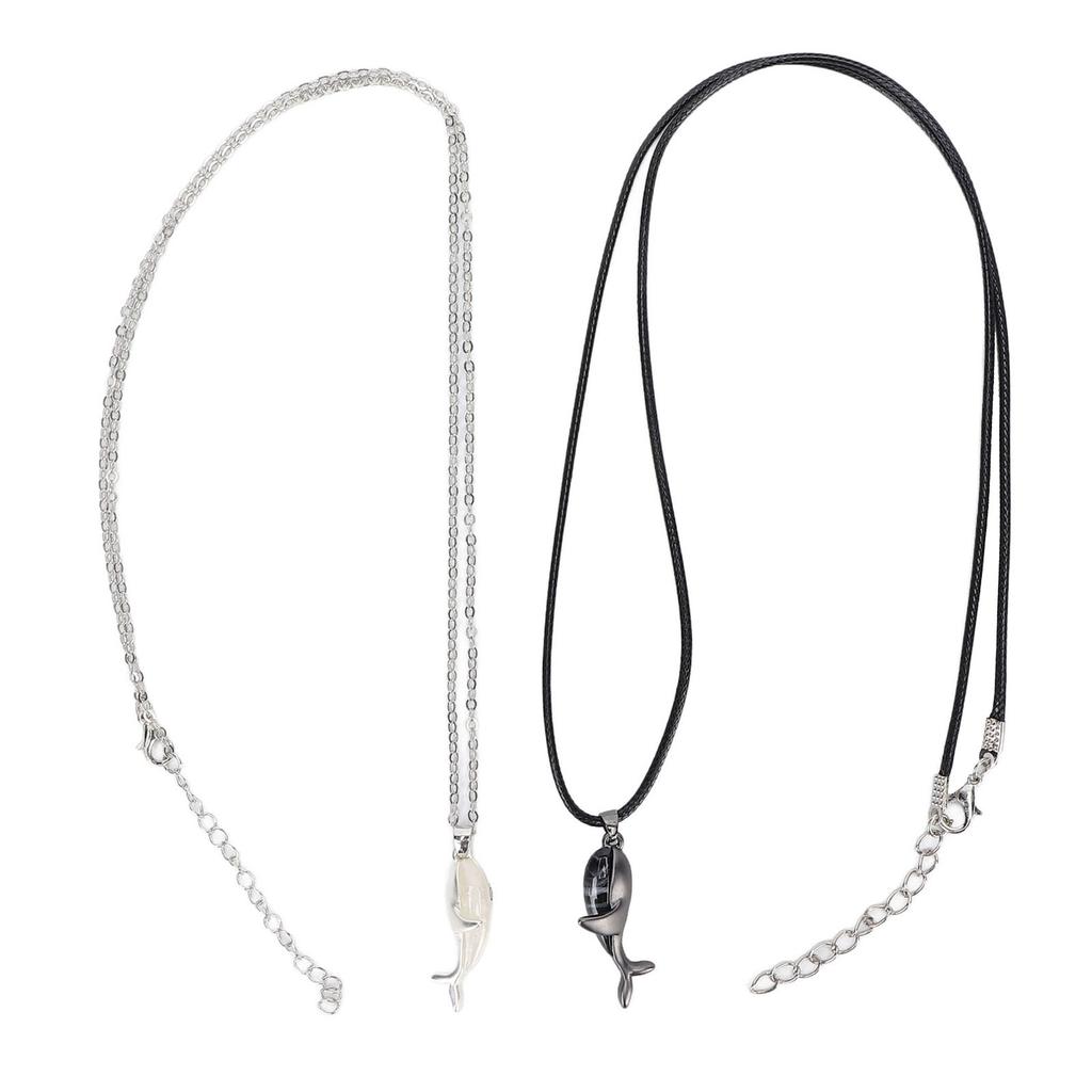 2pcs Collier Couple Alliage Exquis Mignon Pendentif en Forme de Baleine Collier Magnétique Bijou Accessoire Cadeau