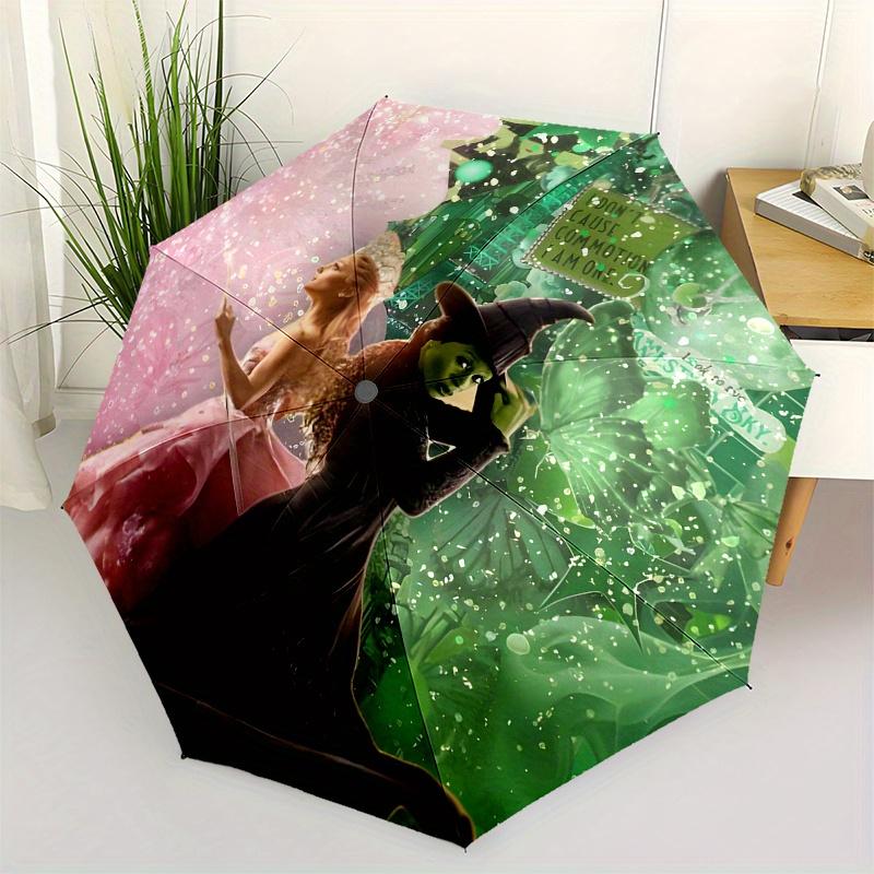 

Wizard of Oz, Glinda Automatic folding umbrella simple eight rib design, bright color pattern, durable iron frame, ideal for travel and out