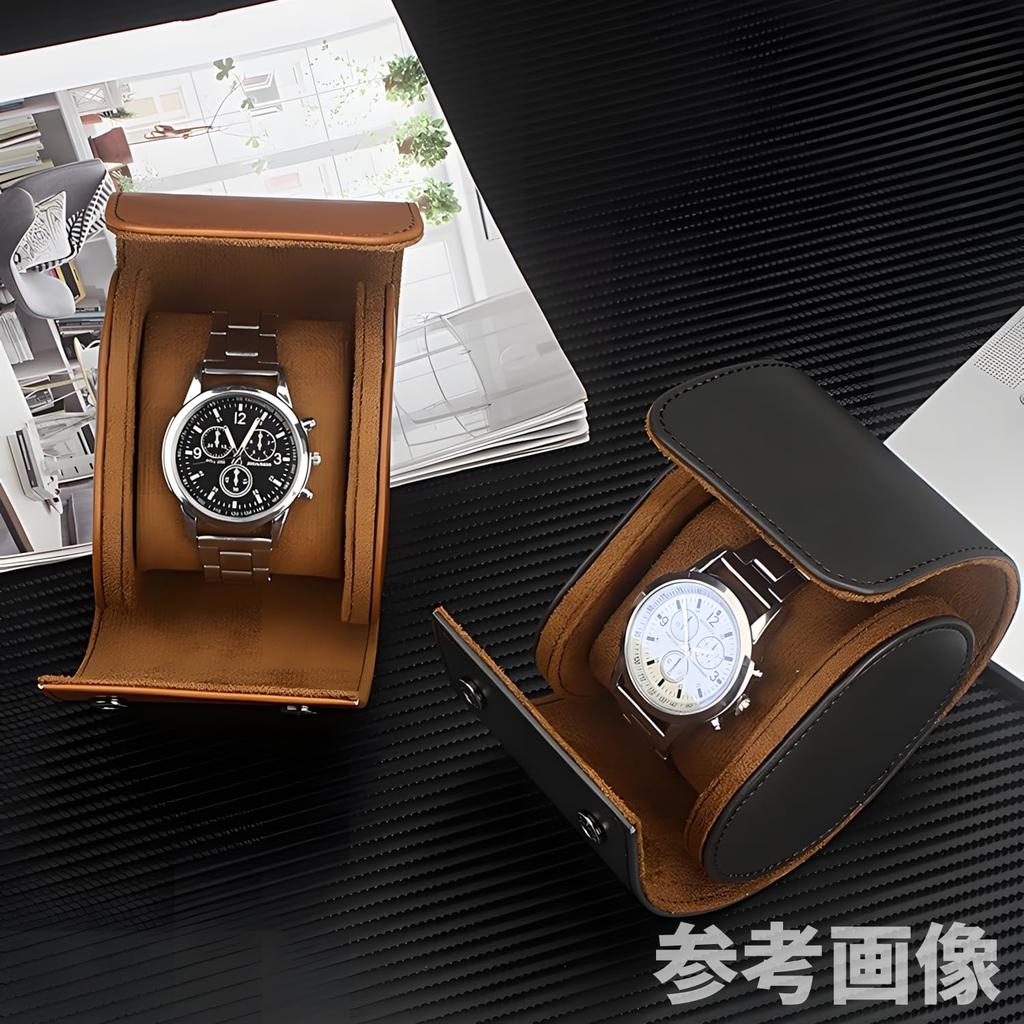 Audiophile watch case, single watch case, portable, PU leather, high-quality, stylish, suitable for travel, business trips, gifts, etc., black, 11 x