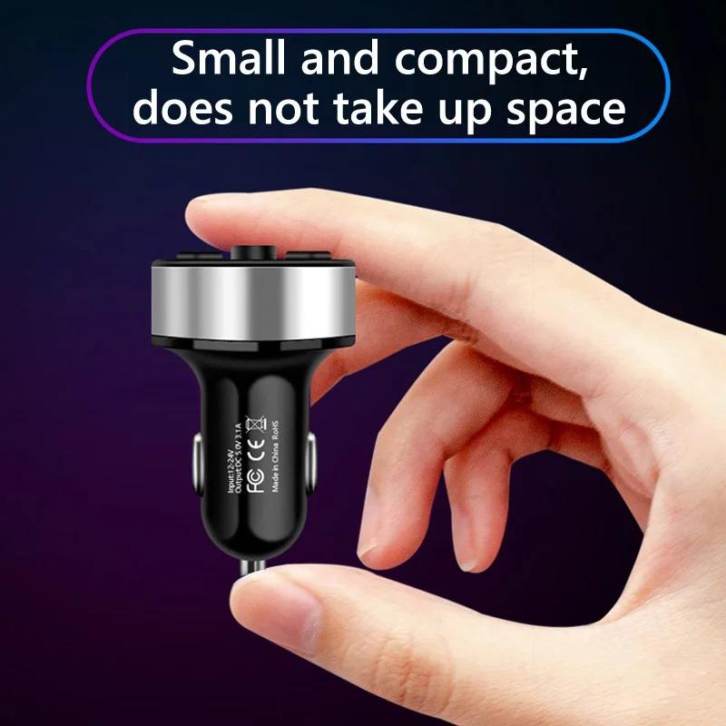 Transmisor FM Bluetooth 5.0 para Coche Pantalla Digital Doble USB Cargador Rápido Multifuncional Reproductor MP3 Llamada Manos Libres Inalámbrica Accesorios para Coche