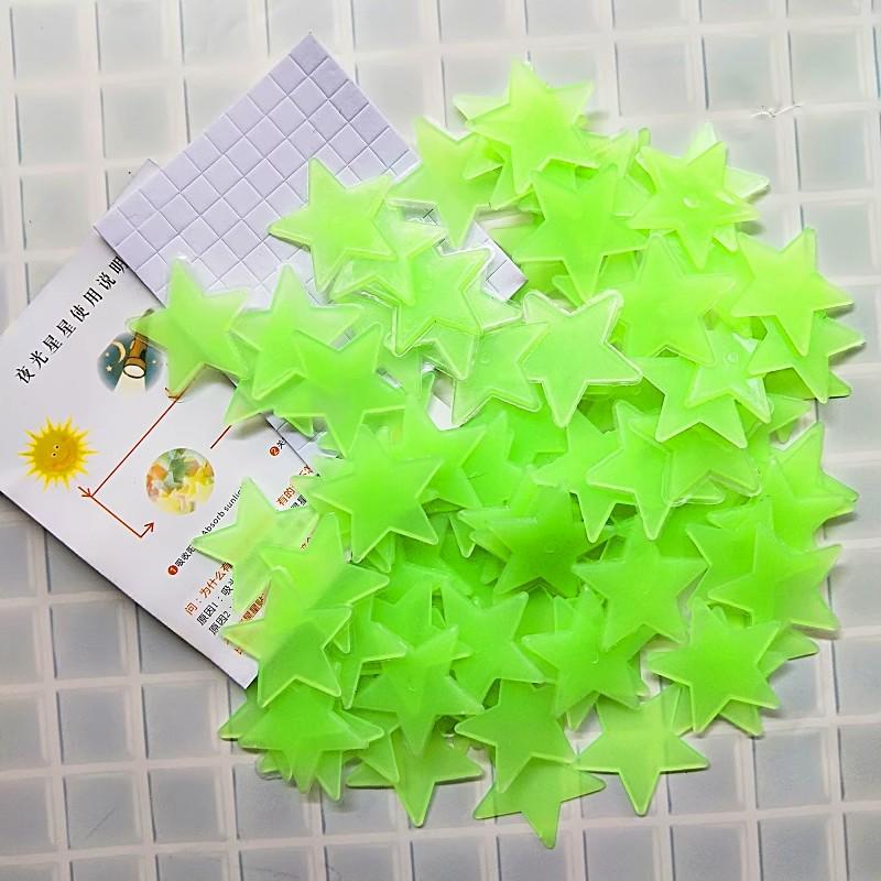 Luminous 3D Star Wall Stickers - Fluorescent Decor for Children's Bedroom or Girls' Room