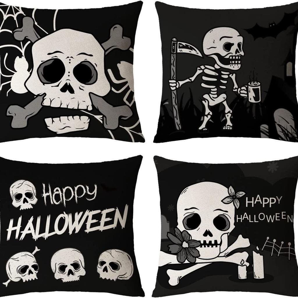 New Funny Skull Print Pillowcase Halloween Home Sofa Decoration Cushion Cover Bedside Pillow