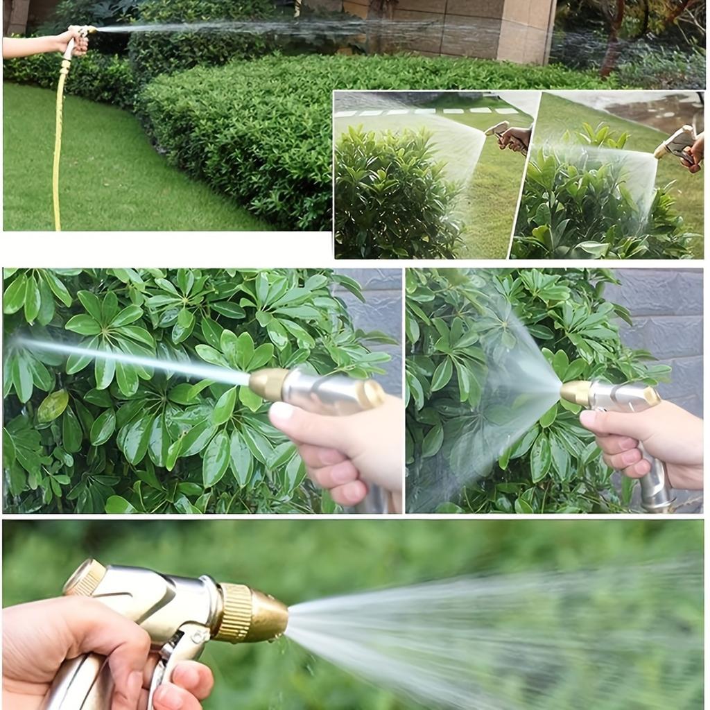 Heavy Duty Metal Garden Hose Nozzle High Pressure Water Spray Gun Adjustable Spray Pattern for Car Washing Lawn Watering and Cleaning Tools